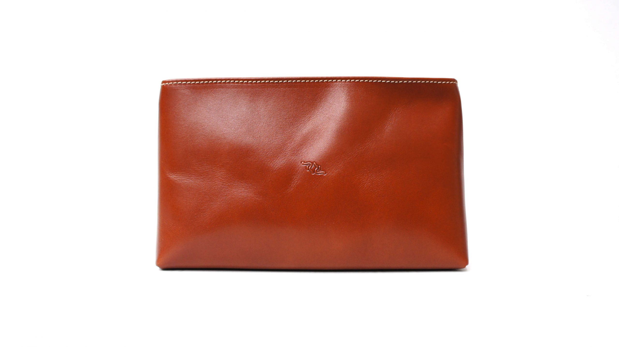 Bolso o Neceser 284G con cierre de cremallera de piel habana